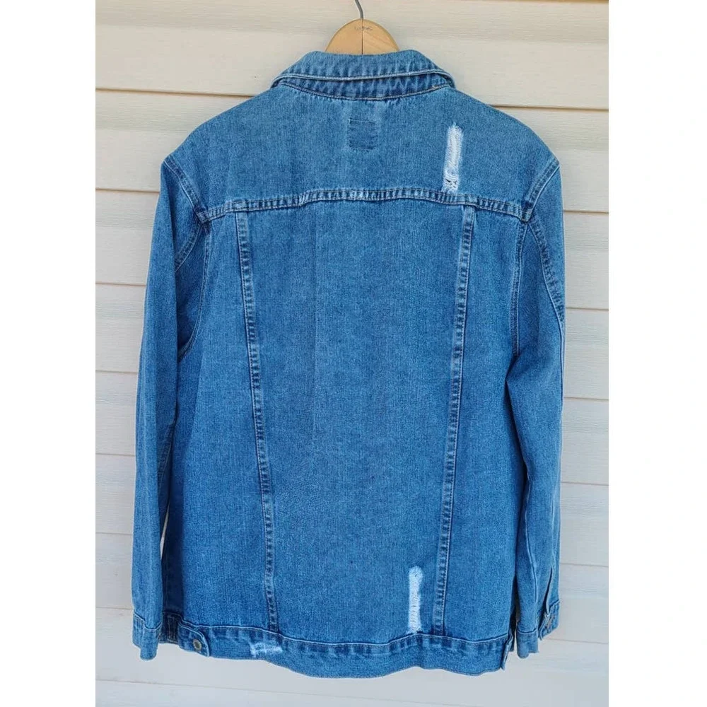 Boom Boom Jeans Destroyed And Studded Denim‎ Jacket Size XL
